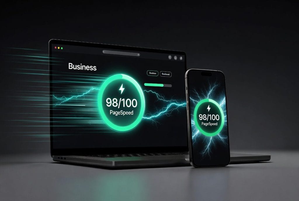 Blazing fast website on laptop and mobile - 98/100 PageSpeed Score